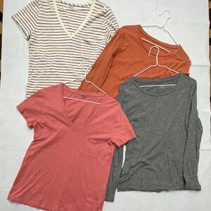 Bundle of 4 Women's Madewell Medium T-Shirts - 2 Long Sleeve, 2 Short Sleeve